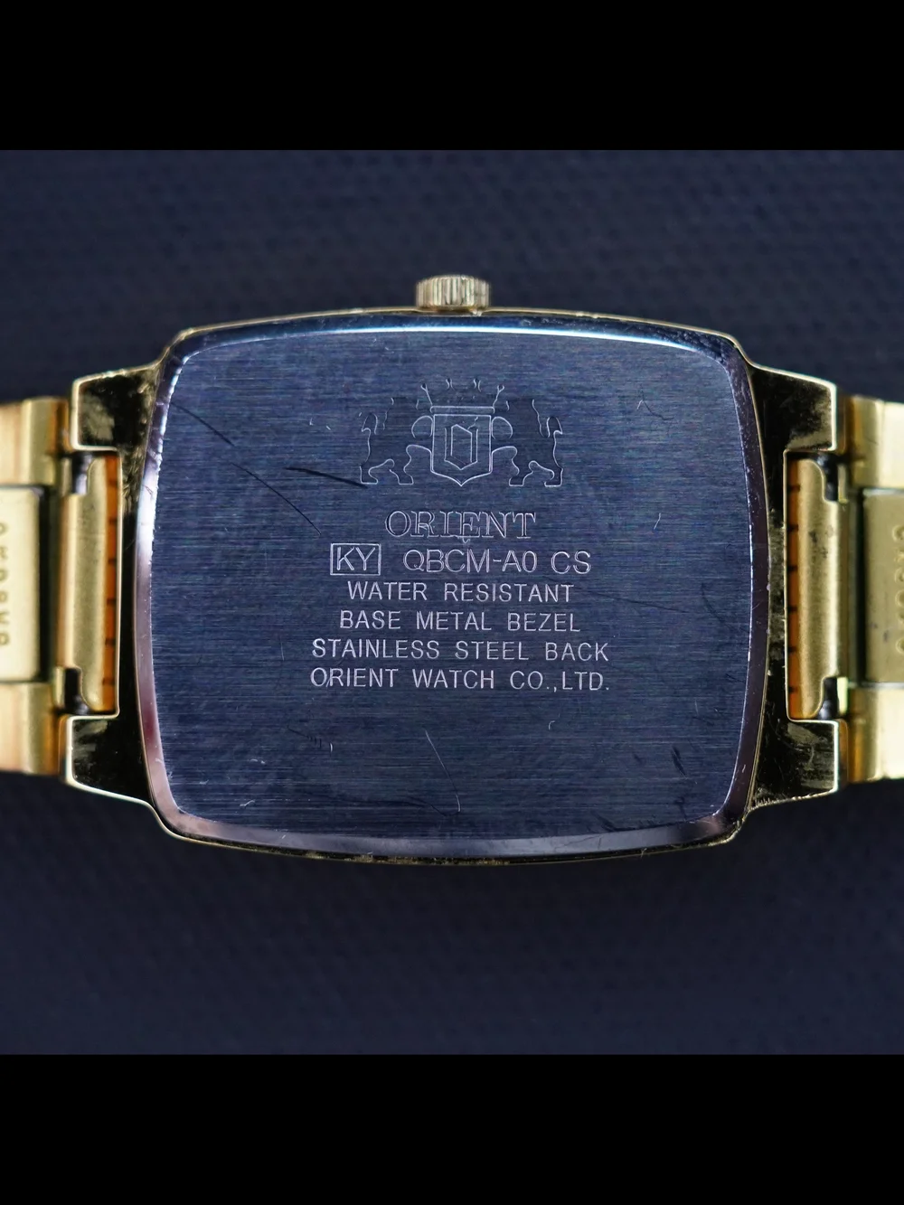 Vintage Orient QBCM-A0 Gold Tone Tank Quartz Men’s Watch Water Resistant Japan